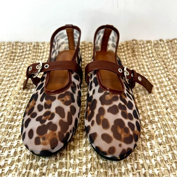 ATBELL • Women’s Mesh Ballet Mary Jane Flats • Leopard Print • Size: EU 38/US 8 - Picture 9 of 16